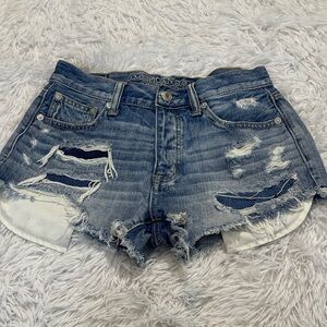 American Eagle Outfitters VINTAGE HI-RISE FESTIVAL Distressed Blue Jean Shorts 2